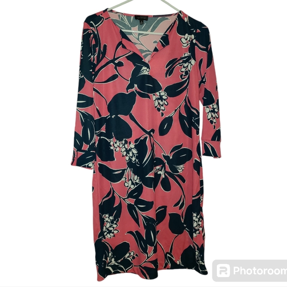 The Limited Floral Tunic Shift dress sz Medium EUC pink navy white‎